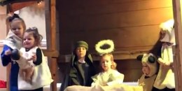 2-yo sheep stole the Baby Jesus and forced a 3-yo Mary to take action!